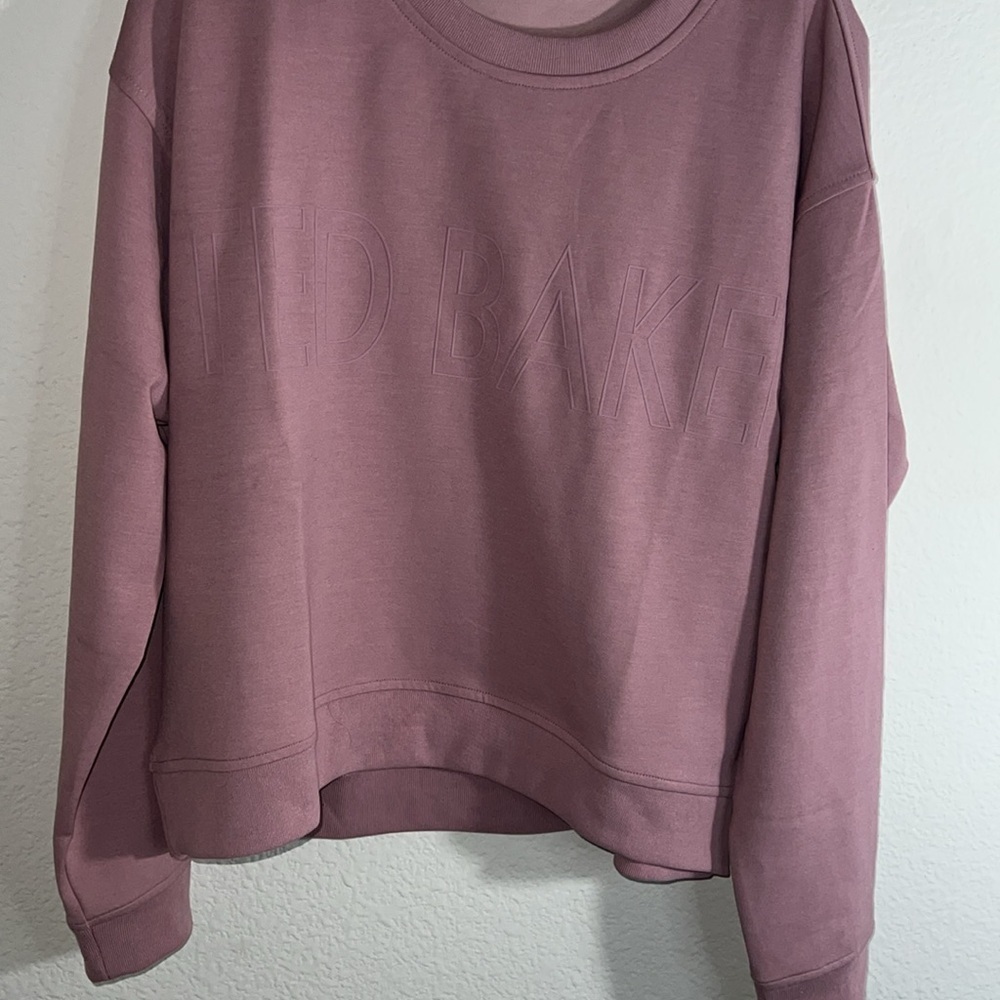 Ted Baker NEW Logo Sweater Crew Neck Pink soft sweatshirt L preppy fall luxury - Picture 7 of 9